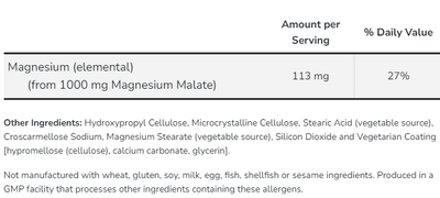 gluten free remedies magnesium malate bottle